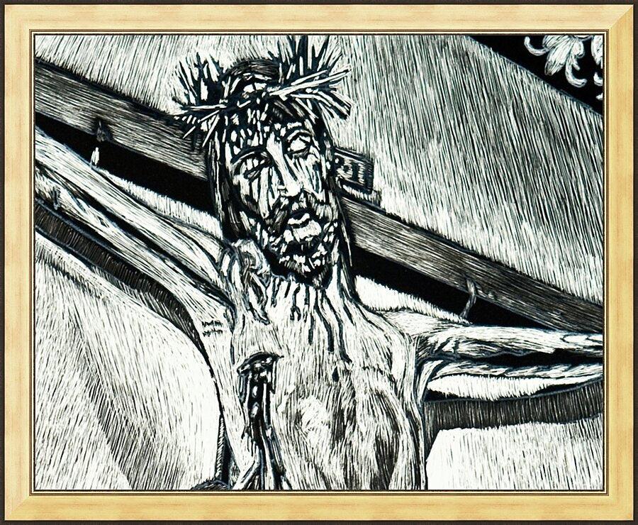 Wall Frame Gold - Crucifix, Coricancha Peru: "I Thirst" by Lewis Williams, OFS - Trinity Stores
