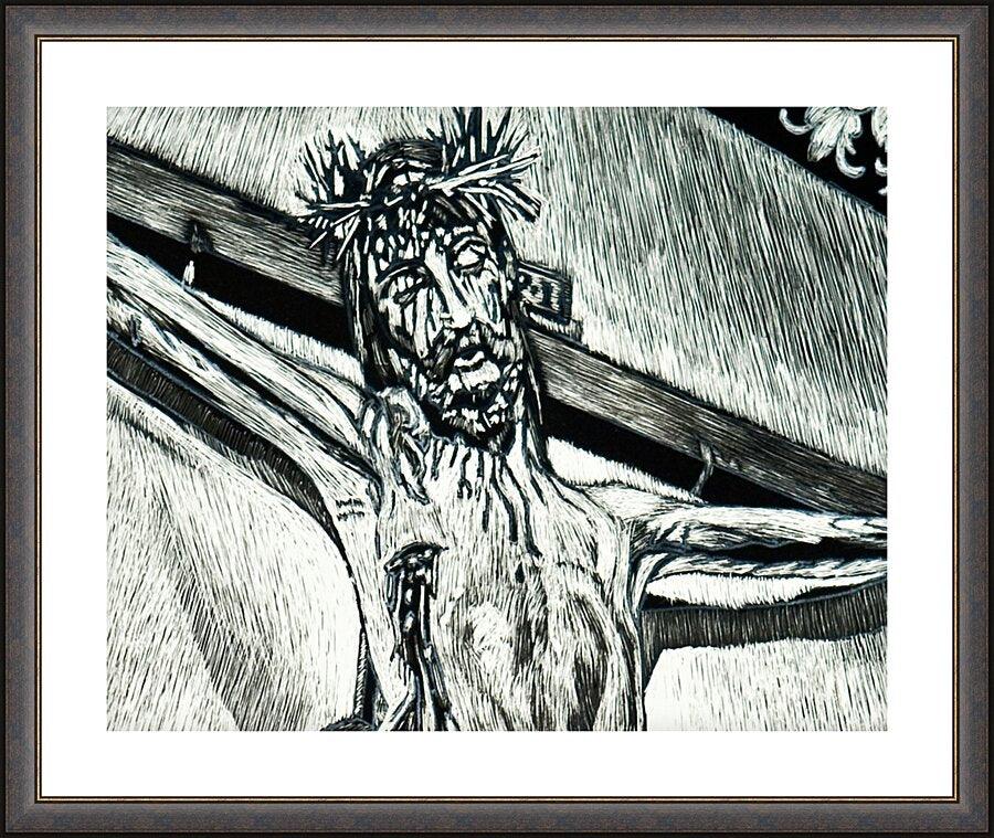 Wall Frame Espresso, Matted - Crucifix, Coricancha Peru: "I Thirst" by Lewis Williams, OFS - Trinity Stores