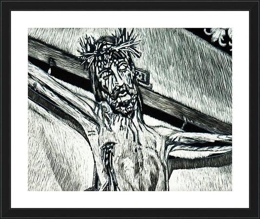 Wall Frame Black, Matted - Crucifix, Coricancha Peru: "I Thirst" by Lewis Williams, OFS - Trinity Stores