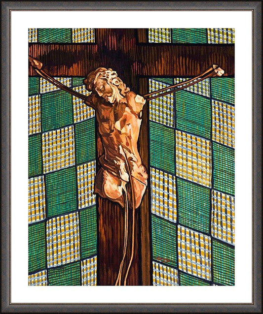 Wall Frame Espresso, Matted - Fr. Tom's Crucifix by Lewis Williams, OFS - Trinity Stores