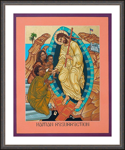 Wall Frame Espresso, Matted - Haitian Resurrection by Lewis Williams, OFS - Trinity Stores