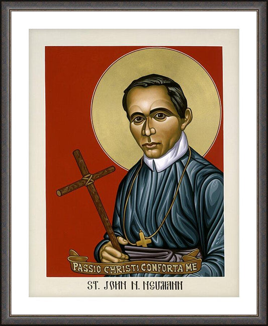 Wall Frame Espresso, Matted - St. John Nepomucene Neumann by Lewis Williams, OFS - Trinity Stores