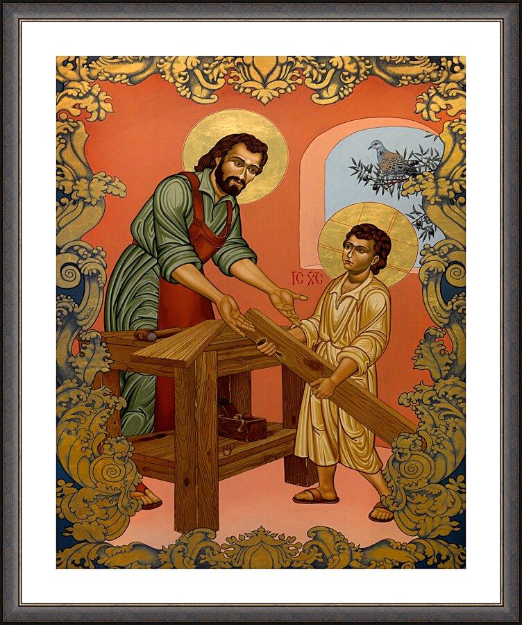Wall Frame Espresso, Matted - St. Joseph and Christ Child by Lewis Williams, OFS - Trinity Stores