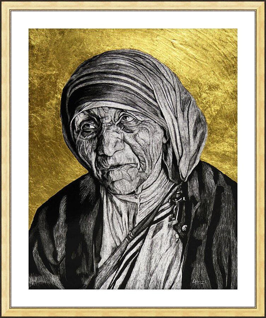 Wall Frame Gold, Matted - St. Teresa of Calcutta: Gift of Silence by Lewis Williams, OFS - Trinity Stores