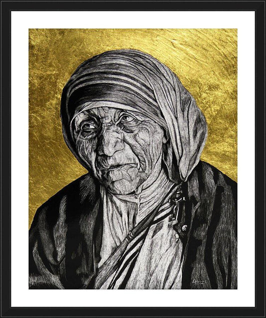 Wall Frame Black, Matted - St. Teresa of Calcutta: Gift of Silence by Lewis Williams, OFS - Trinity Stores