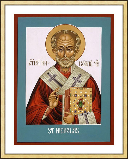Wall Frame Gold, Matted - St. Nicholas by Lewis Williams, OFS - Trinity Stores