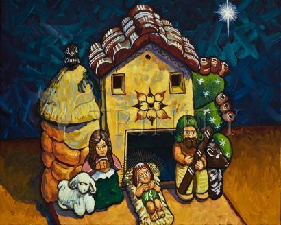 Wall Frame Black, Matted - Peruvian Nativity by Lewis Williams, OFS - Trinity Stores
