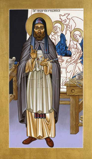 Wall Frame Black, Matted - St. Andrei Rublev by Louis Williams, OFS - Trinity Stores