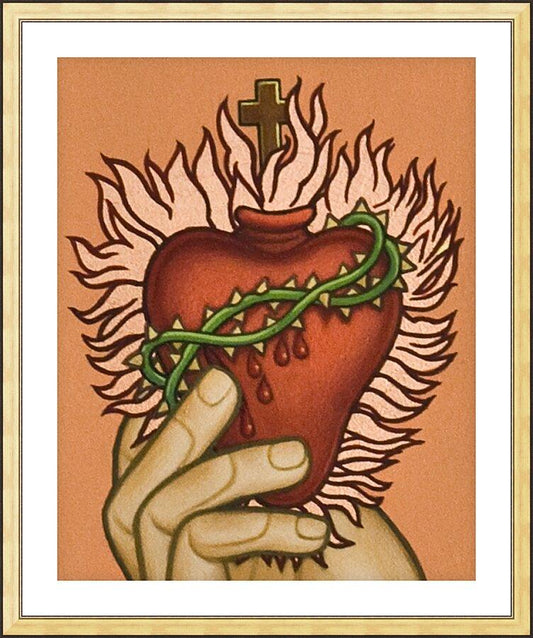Wall Frame Gold, Matted - Sacred Heart by Lewis Williams, OFS - Trinity Stores