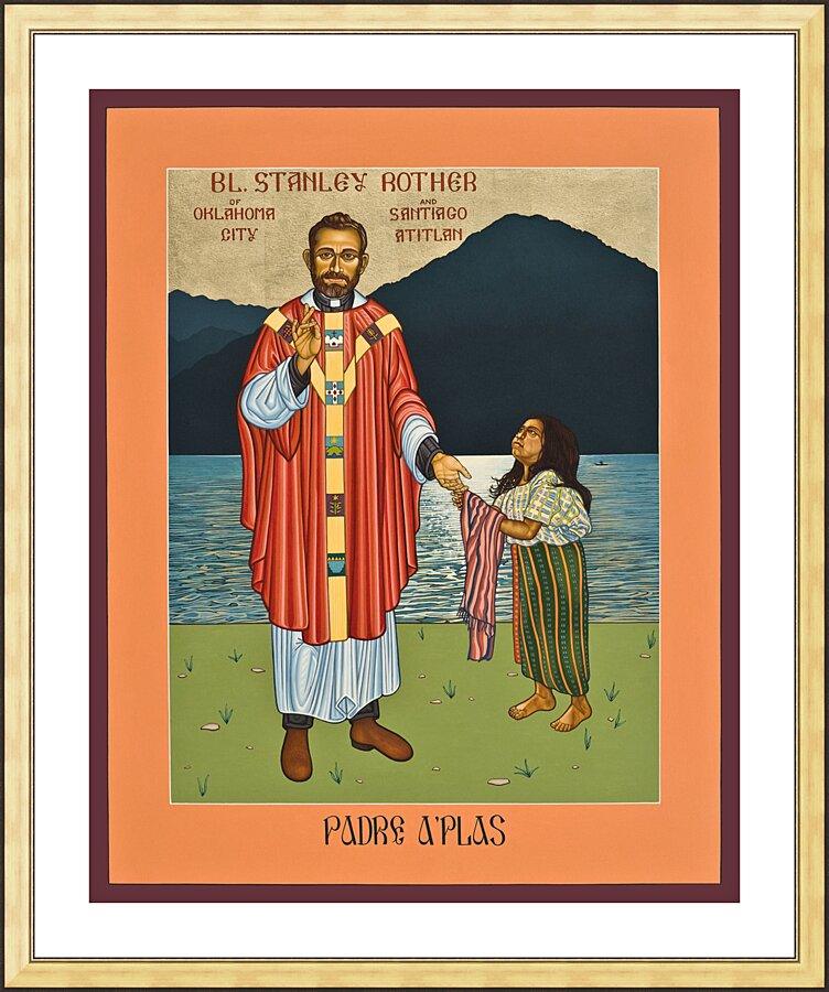 Wall Frame Gold, Matted - Bl. Stanley Rother by Lewis Williams, OFS - Trinity Stores