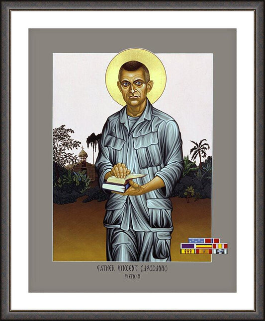 Wall Frame Espresso, Matted - Fr. Vincent Capodanno by Lewis Williams, OFS - Trinity Stores