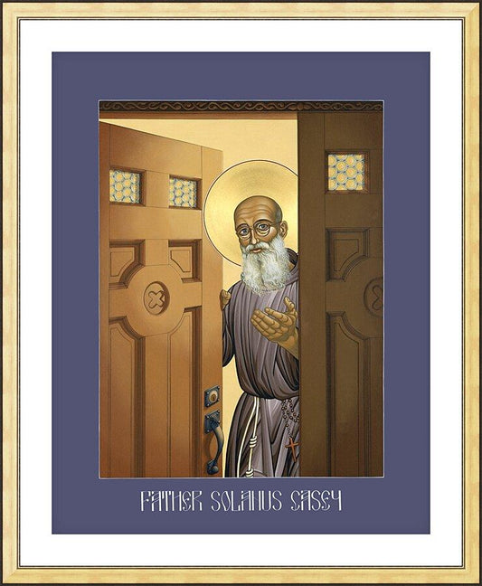 Wall Frame Gold, Matted - Bl. Solanus Casey by Lewis Williams, OFS - Trinity Stores