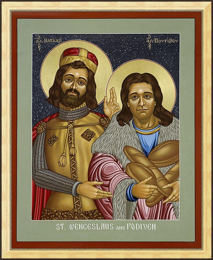 Wall Frame Gold - St. Wenceslaus and Podiven, his assistant by Lewis Williams, OFS - Trinity Stores