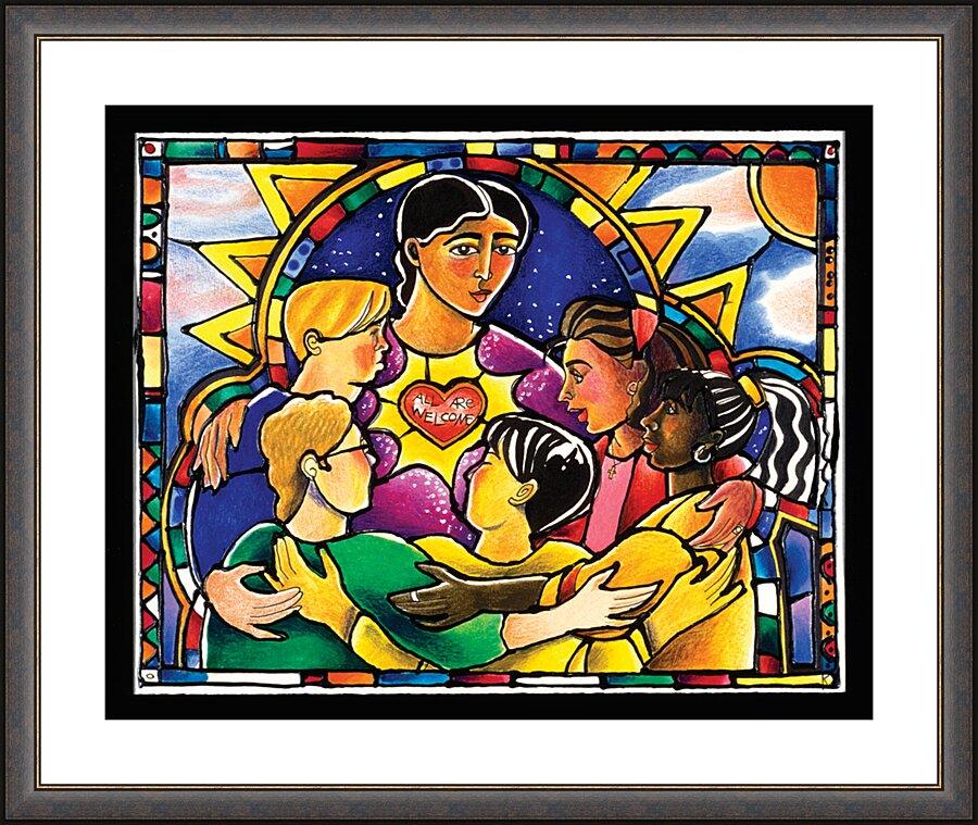 Wall Frame Espresso, Matted - All Are Welcome by Br. Mickey McGrath, OSFS - Trinity Stores