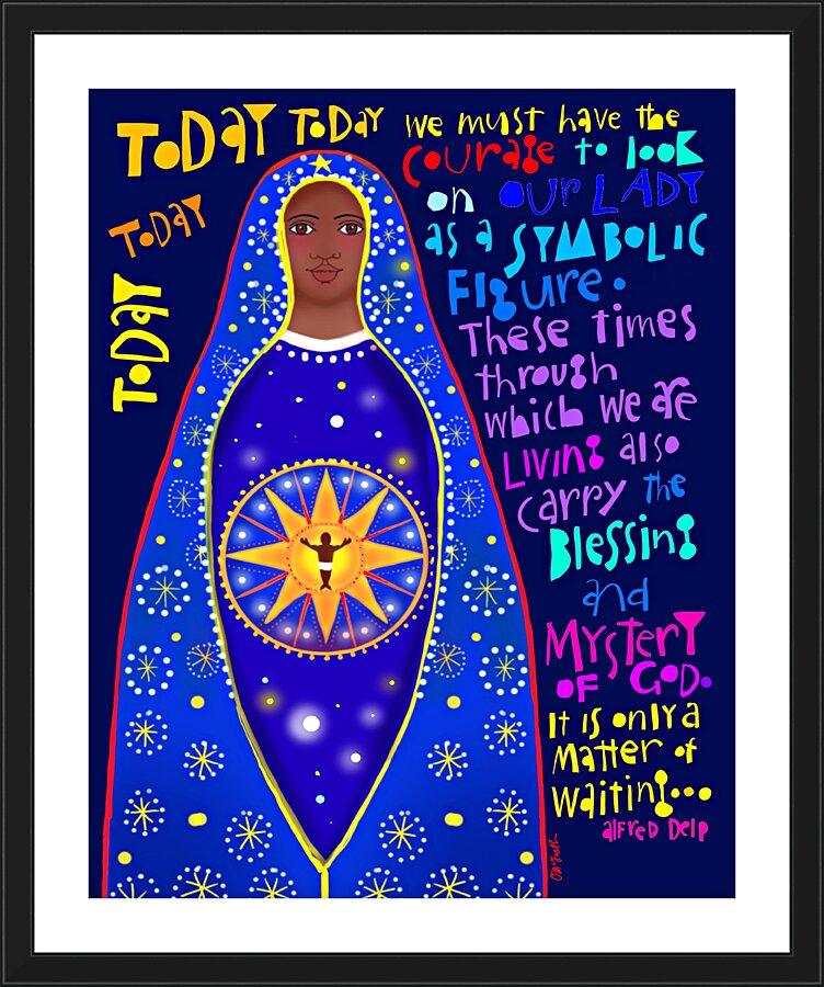 Wall Frame Black, Matted - Our Lady as Symbolic Figure - Alfred Delp by Br. Mickey McGrath, OSFS - Trinity Stores