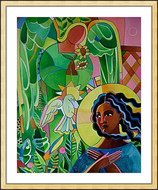 Wall Frame Gold, Matted - Annunciation Quilt by Br. Mickey McGrath, OSFS - Trinity Stores