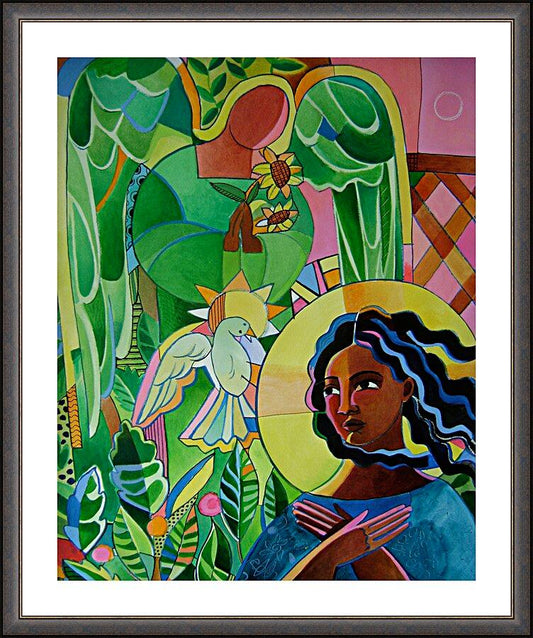 Wall Frame Espresso, Matted - Annunciation Quilt by Br. Mickey McGrath, OSFS - Trinity Stores