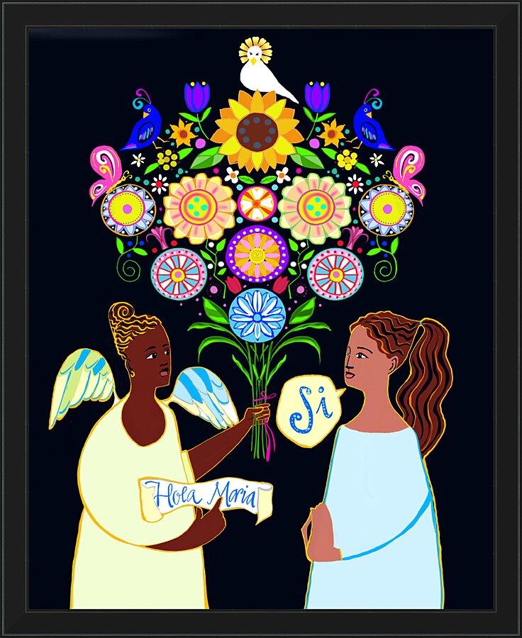 Wall Frame Black - Annunciation - Spanish by Br. Mickey McGrath, OSFS - Trinity Stores