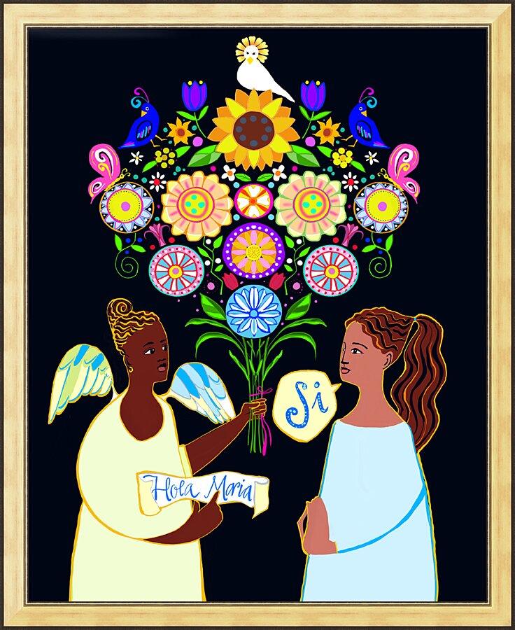 Wall Frame Gold - Annunciation - Spanish by Br. Mickey McGrath, OSFS - Trinity Stores