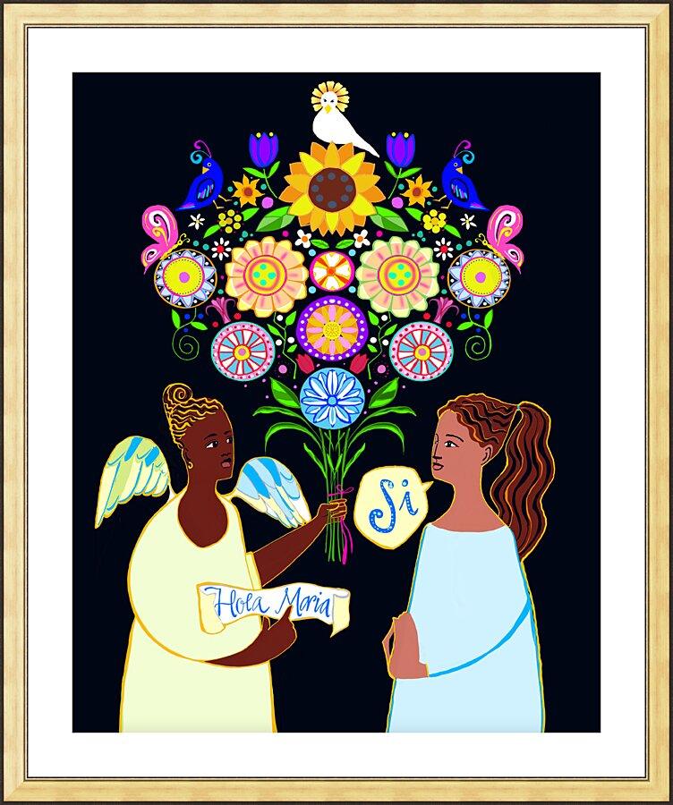 Wall Frame Gold, Matted - Annunciation - Spanish by Br. Mickey McGrath, OSFS - Trinity Stores