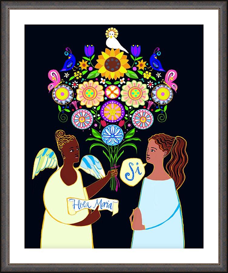 Wall Frame Espresso, Matted - Annunciation - Spanish by Br. Mickey McGrath, OSFS - Trinity Stores
