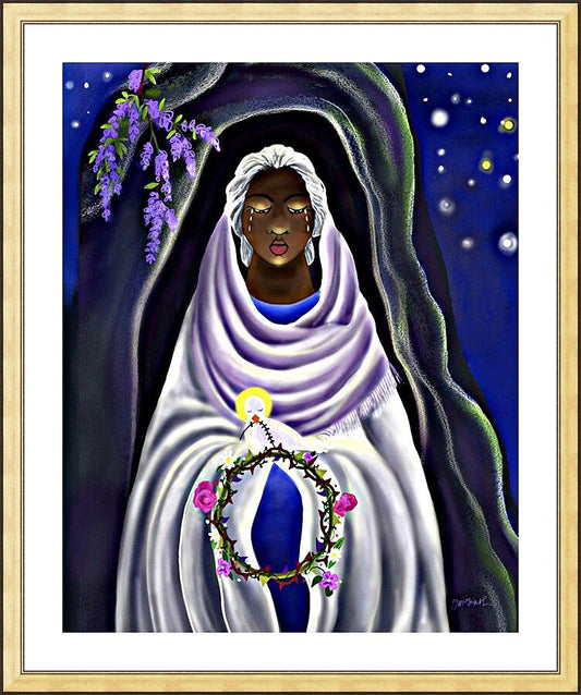 Wall Frame Gold, Matted - Mother Mary at Tomb by Br. Mickey McGrath, OSFS - Trinity Stores