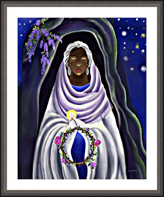 Wall Frame Espresso, Matted - Mother Mary at Tomb by Br. Mickey McGrath, OSFS - Trinity Stores