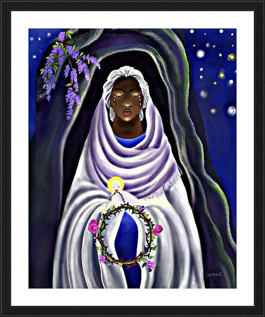 Wall Frame Black, Matted - Mother Mary at Tomb by Br. Mickey McGrath, OSFS - Trinity Stores
