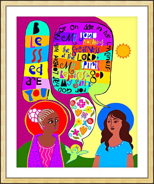 Wall Frame Gold, Matted - Visitation - Blessed Are You by Br. Mickey McGrath, OSFS - Trinity Stores