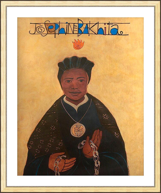 Wall Frame Gold, Matted - St. Josephine Bakhita by Br. Mickey McGrath, OSFS - Trinity Stores