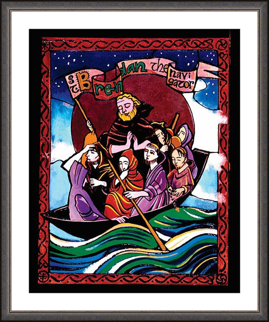 Wall Frame Espresso, Matted - St. Brendan the Navigator by Br. Mickey McGrath, OSFS - Trinity Stores