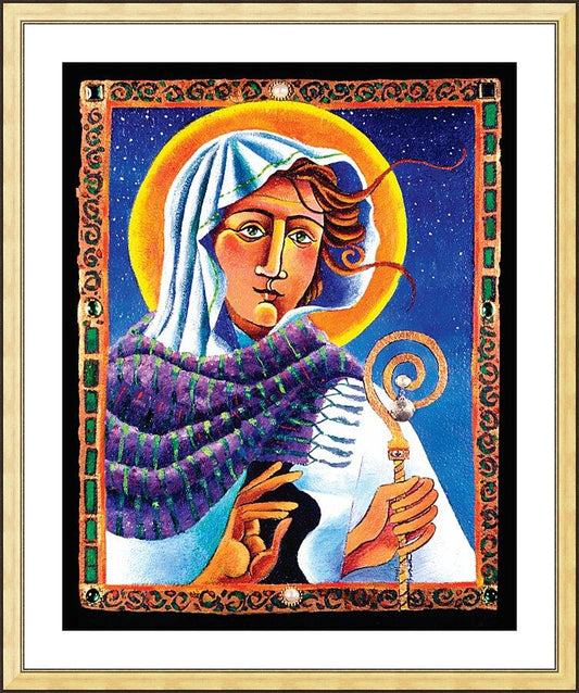 Wall Frame Gold, Matted - St. Brigid by Br. Mickey McGrath, OSFS - Trinity Stores