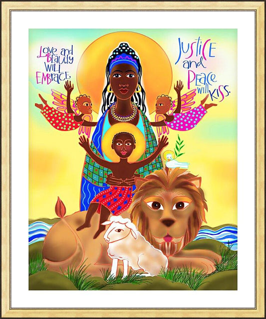 Wall Frame Gold, Matted - Love and Beauty Will Embrace by Br. Mickey McGrath, OSFS - Trinity Stores