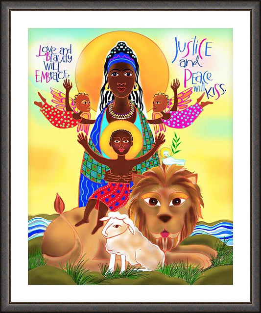 Wall Frame Espresso, Matted - Love and Beauty Will Embrace by Br. Mickey McGrath, OSFS - Trinity Stores