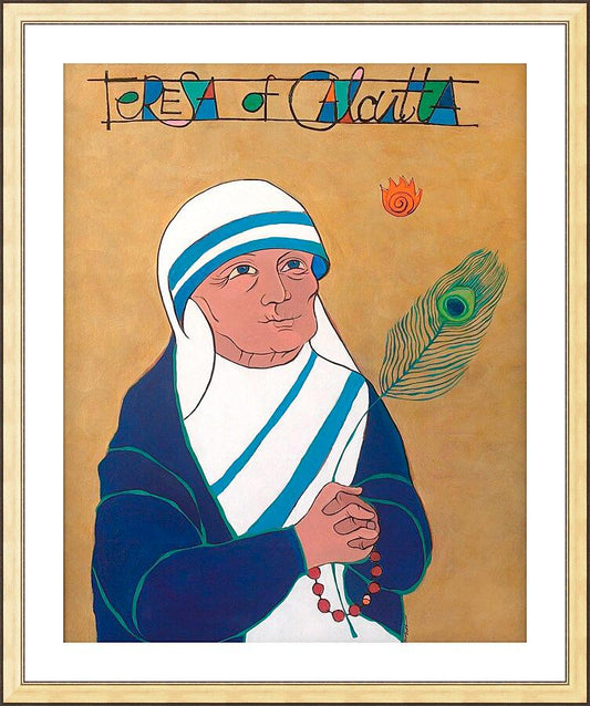 Wall Frame Gold, Matted - St. Teresa of Calcutta by Br. Mickey McGrath, OSFS - Trinity Stores