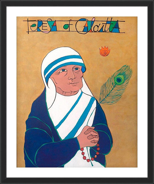 Wall Frame Black, Matted - St. Teresa of Calcutta by Br. Mickey McGrath, OSFS - Trinity Stores