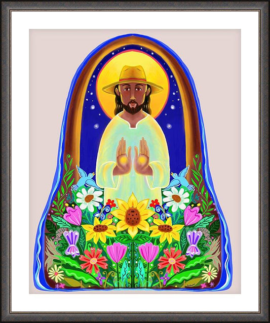 Wall Frame Espresso, Matted - Christ the Gardener by Br. Mickey McGrath, OSFS - Trinity Stores