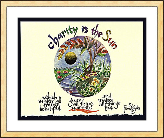 Wall Frame Gold, Matted - Charity is the Sun by Br. Mickey McGrath, OSFS - Trinity Stores