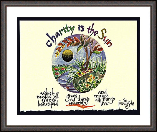 Wall Frame Espresso, Matted - Charity is the Sun by Br. Mickey McGrath, OSFS - Trinity Stores