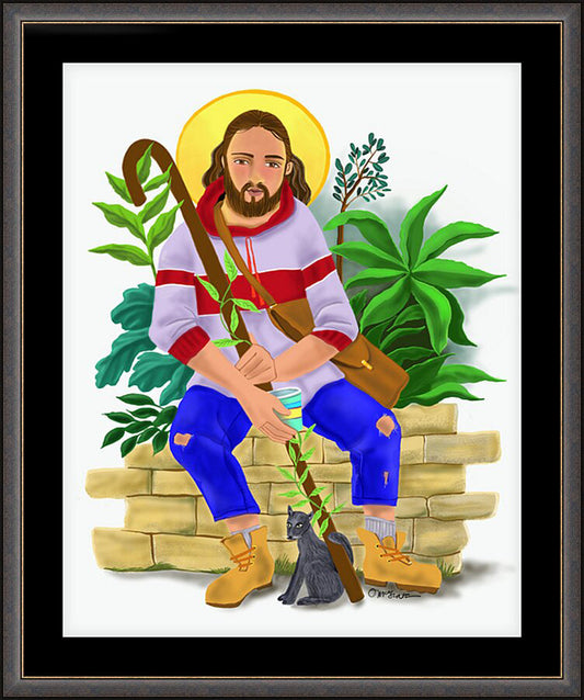 Wall Frame Espresso, Matted - Christ at the Kitchen Door by M. McGrath