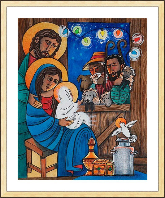 Wall Frame Gold, Matted - Christmas Light by Br. Mickey McGrath, OSFS - Trinity Stores