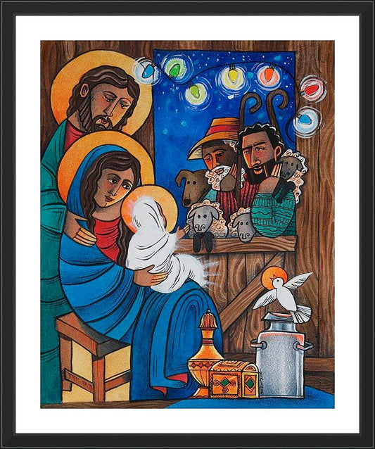 Wall Frame Black, Matted - Christmas Light by Br. Mickey McGrath, OSFS - Trinity Stores