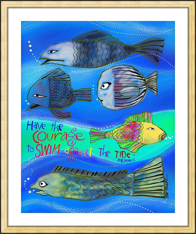 Wall Frame Gold, Matted - Have the Courage by Br. Mickey McGrath, OSFS - Trinity Stores