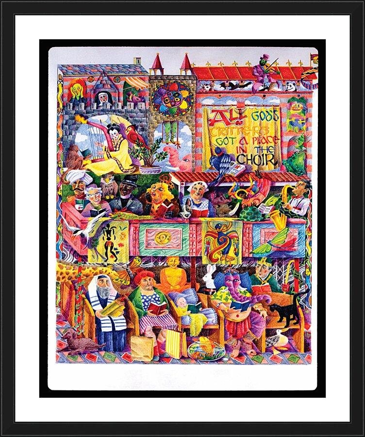 Wall Frame Black, Matted - All God's Critters Got a Place in the Choir by Br. Mickey McGrath, OSFS - Trinity Stores