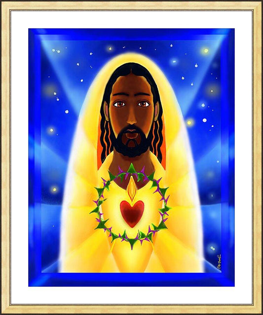 Wall Frame Gold, Matted - Cosmic Sacred Heart by Br. Mickey McGrath, OSFS - Trinity Stores