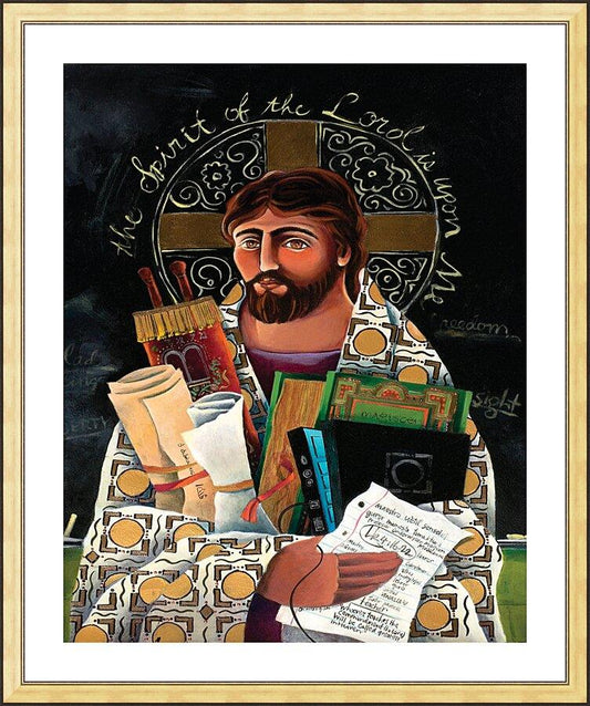 Wall Frame Gold, Matted - Christ the Teacher by Br. Mickey McGrath, OSFS - Trinity Stores