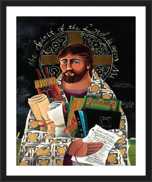 Wall Frame Black, Matted - Christ the Teacher by Br. Mickey McGrath, OSFS - Trinity Stores