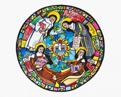 Wall Frame Black, Matted - Doctors of the Church Mandala by Br. Mickey McGrath, OSFS - Trinity Stores