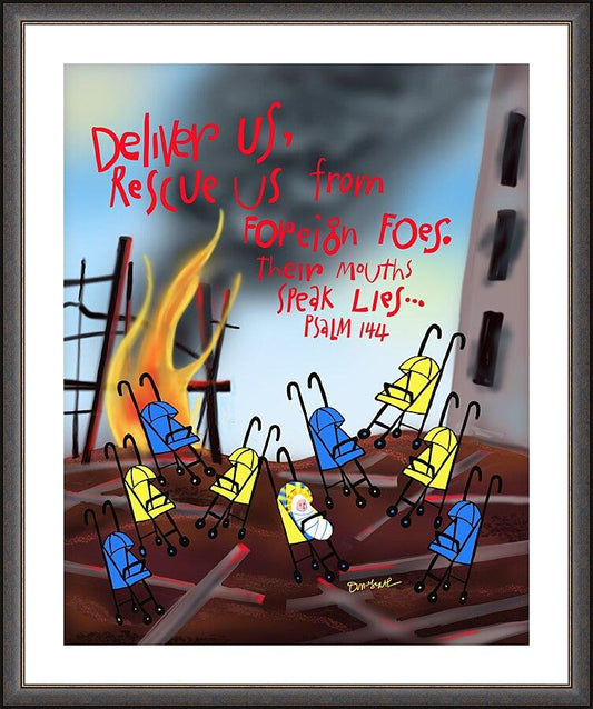 Wall Frame Espresso, Matted - Deliver Us From Foreign Foes by Br. Mickey McGrath, OSFS - Trinity Stores