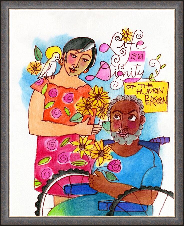Wall Frame Espresso - Life and Dignity of the Human Person by Br. Mickey McGrath, OSFS - Trinity Stores